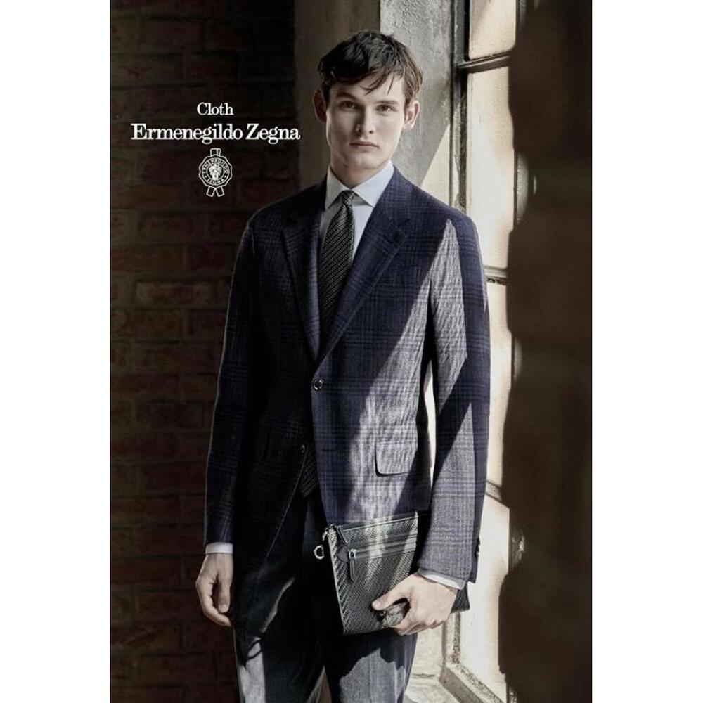 Ermenegildo Zegna Cashmere Silk Wool Plaid Blazer Jacket